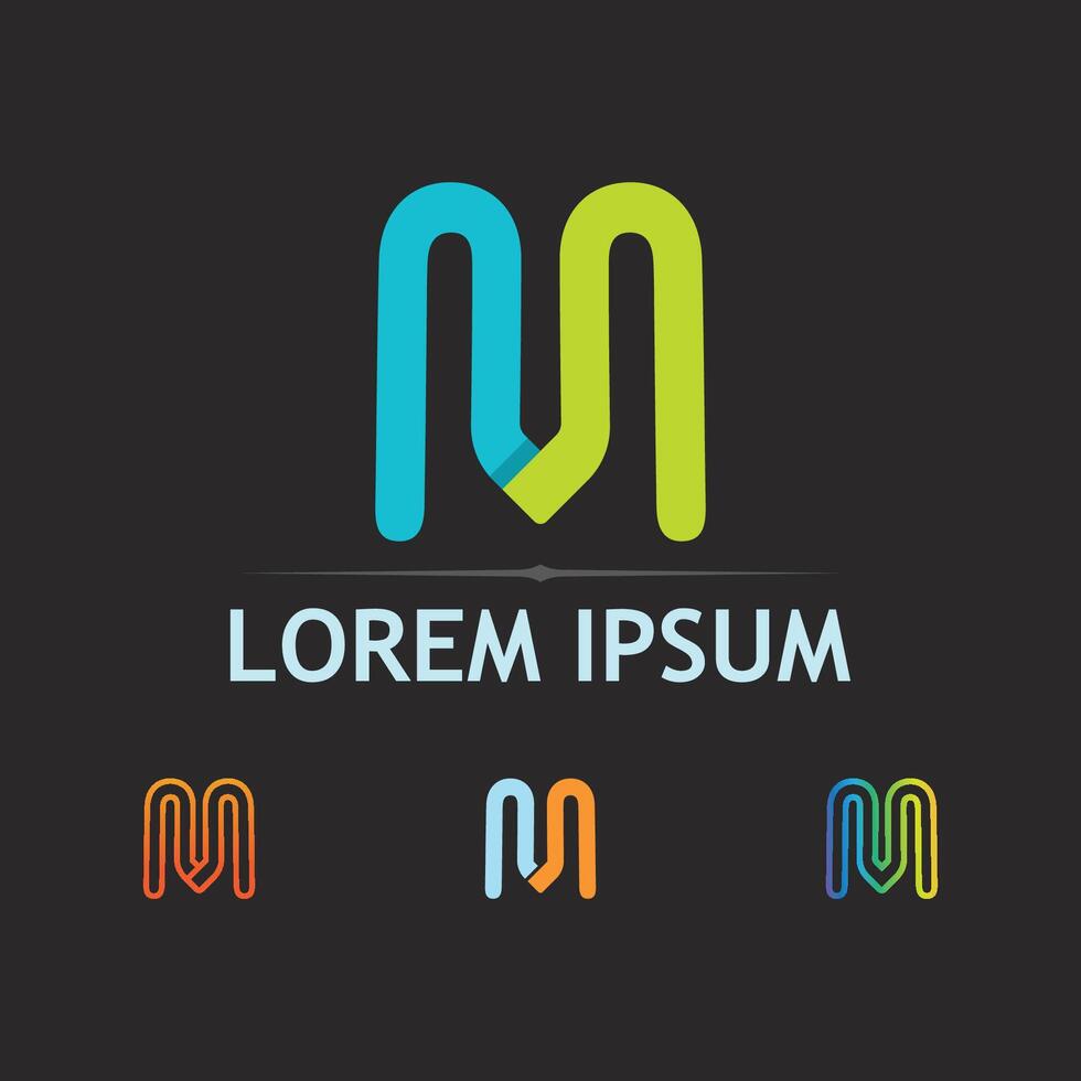 Colorful M Letter Icon Design in Flat Graphics set vector
