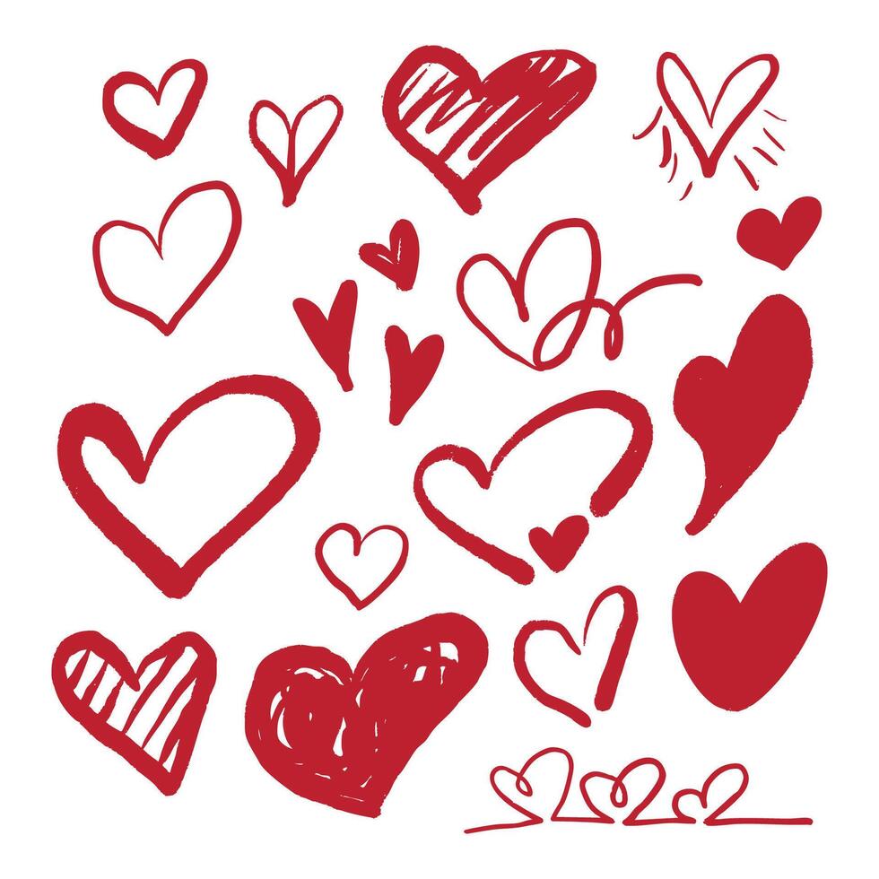 Heart Line Art Set vector