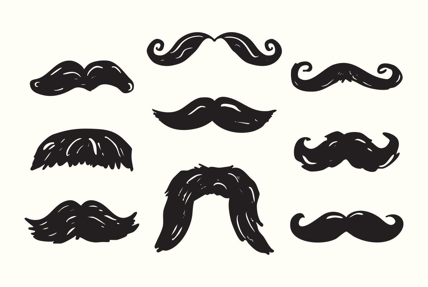 Mustache Line Art Collection vector
