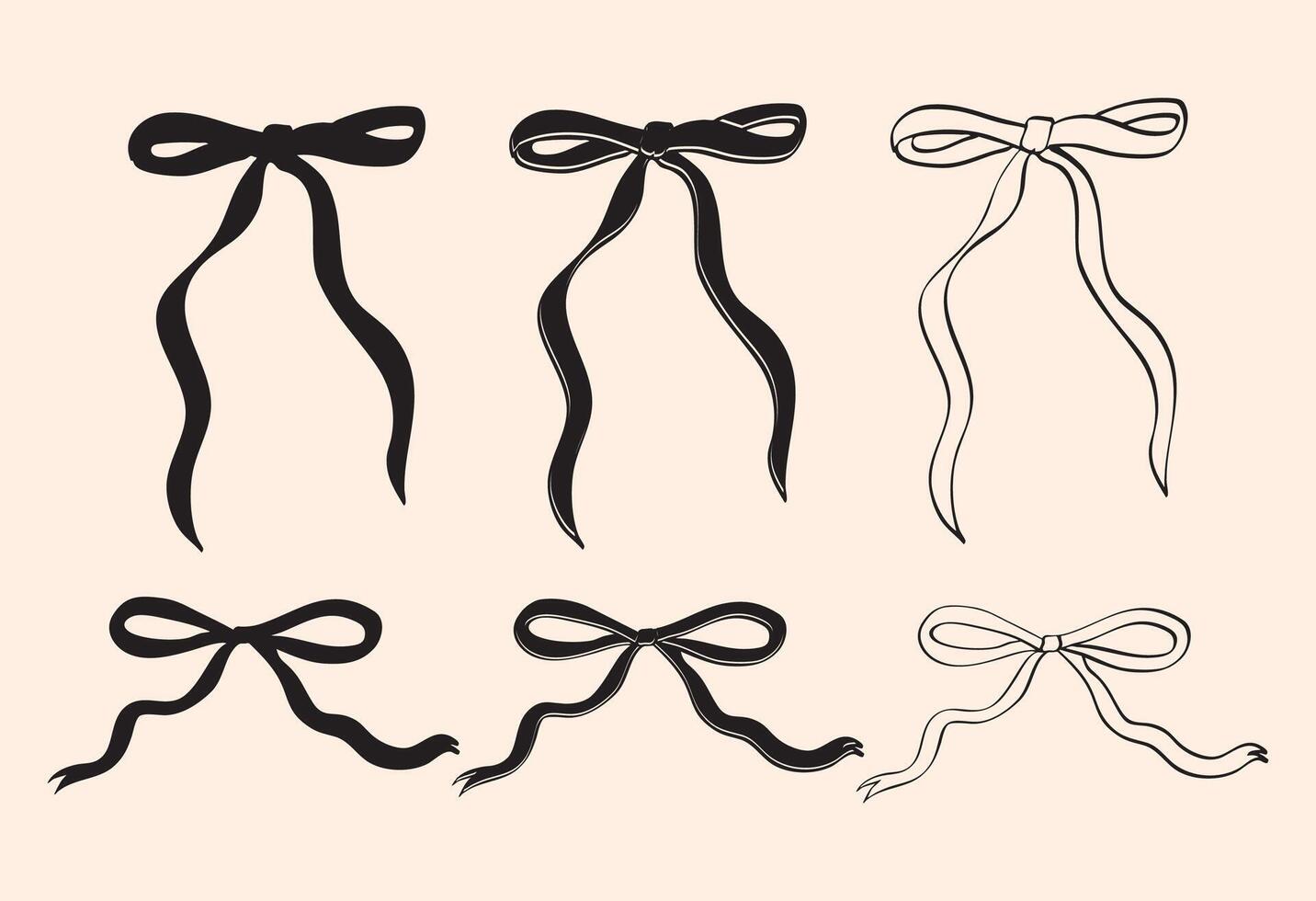 Elegant Black and White Bow Illustrations vector