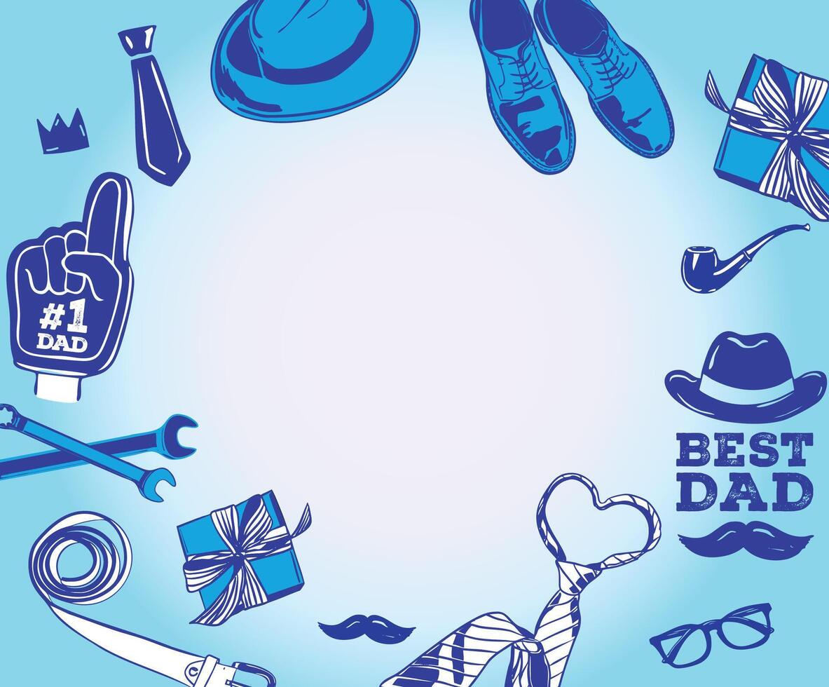 Fathers Day Background with Tools and Gifts Frame vector