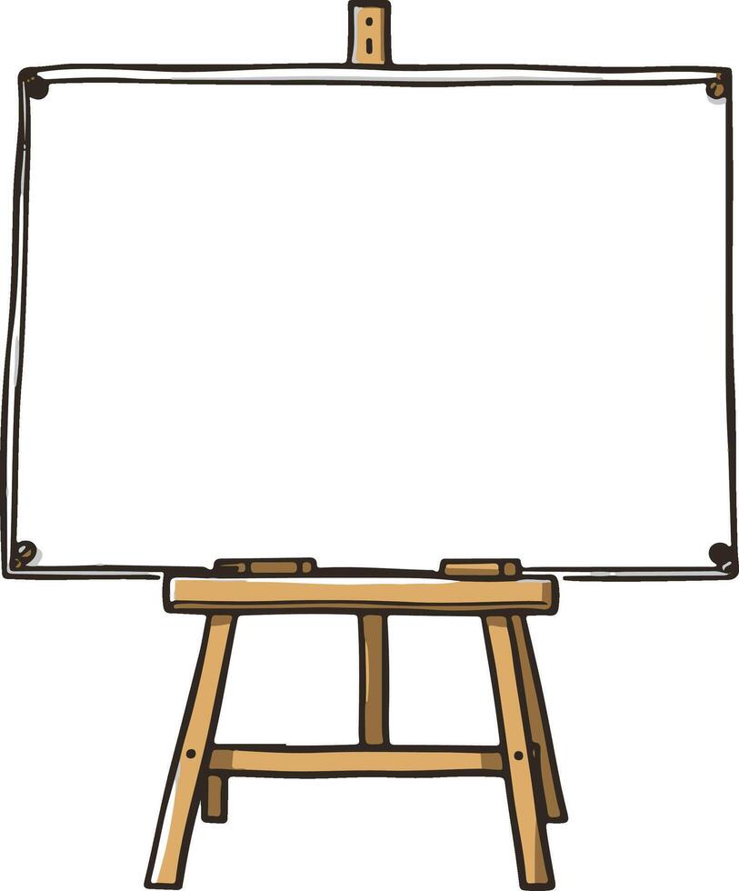 An easel with a blank white board on it vector