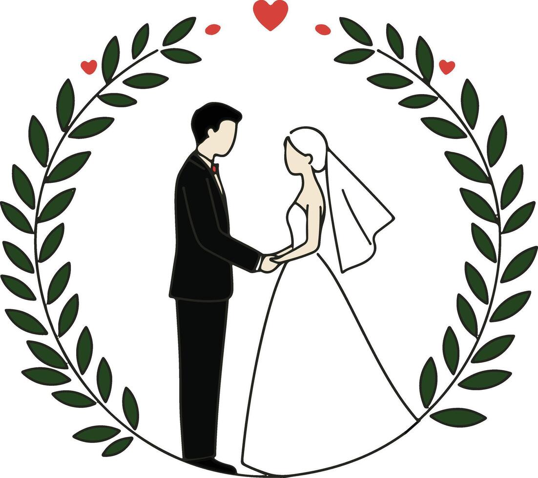 Simple Bride and groom vector