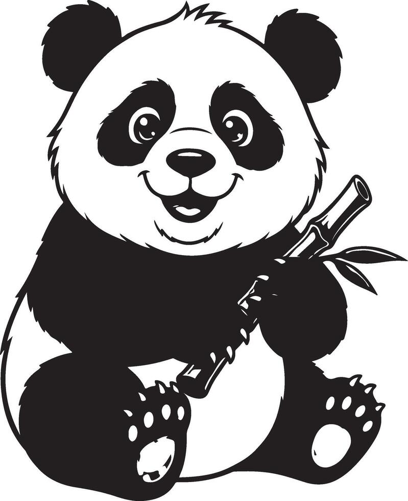 Panda bear playing flute illustration vector