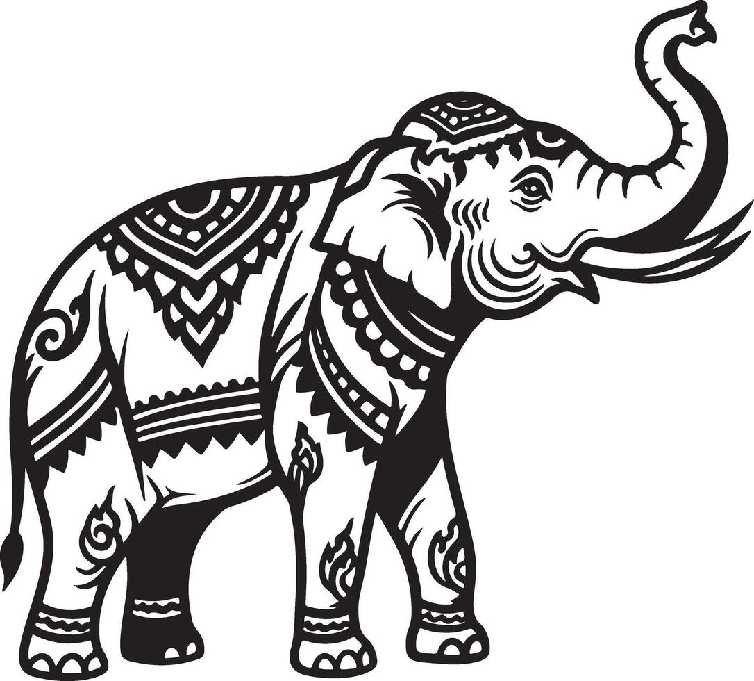 An elephant with a tribal pattern on its trunk vector