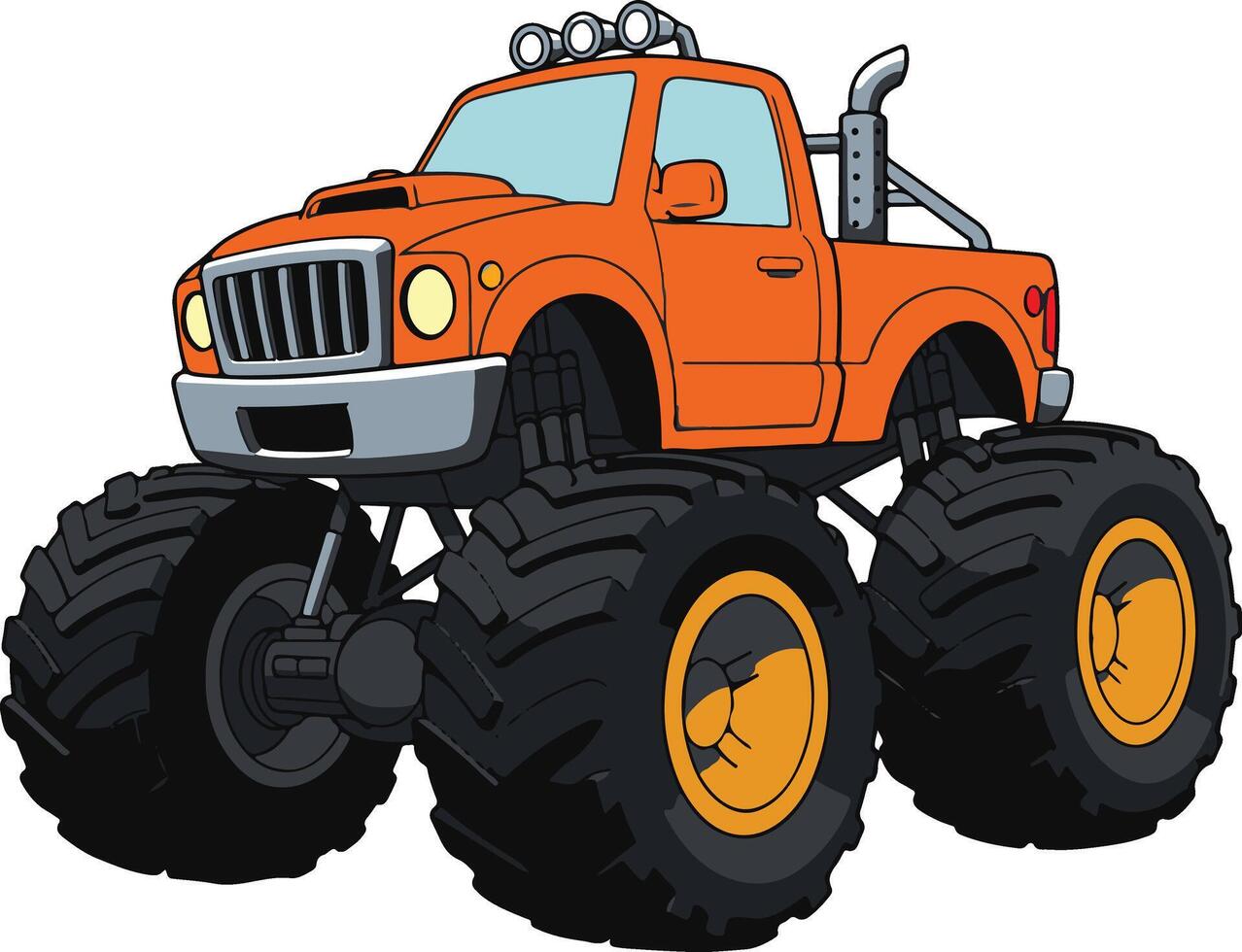 Orange with big tires illustration vector