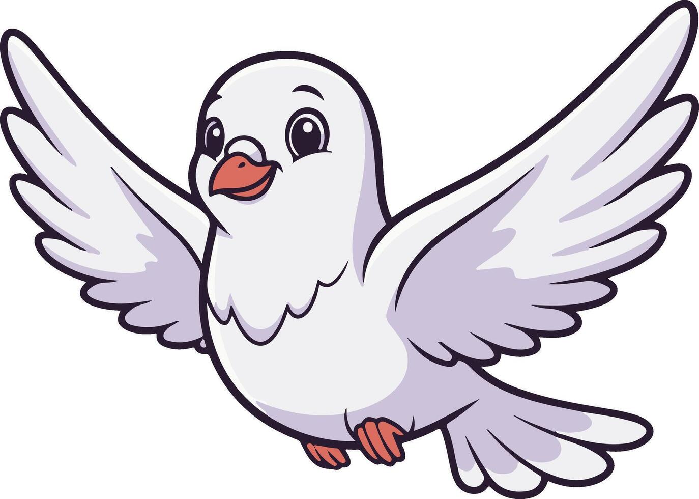 A cartoon white dove flying in the air vector