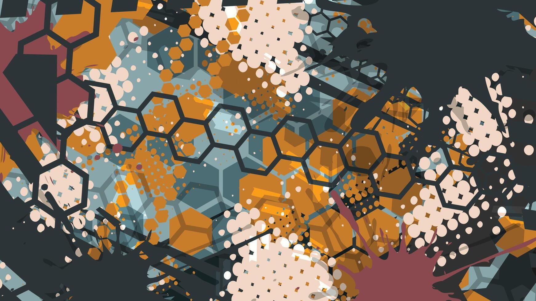abstract background with hexagons and dots vector