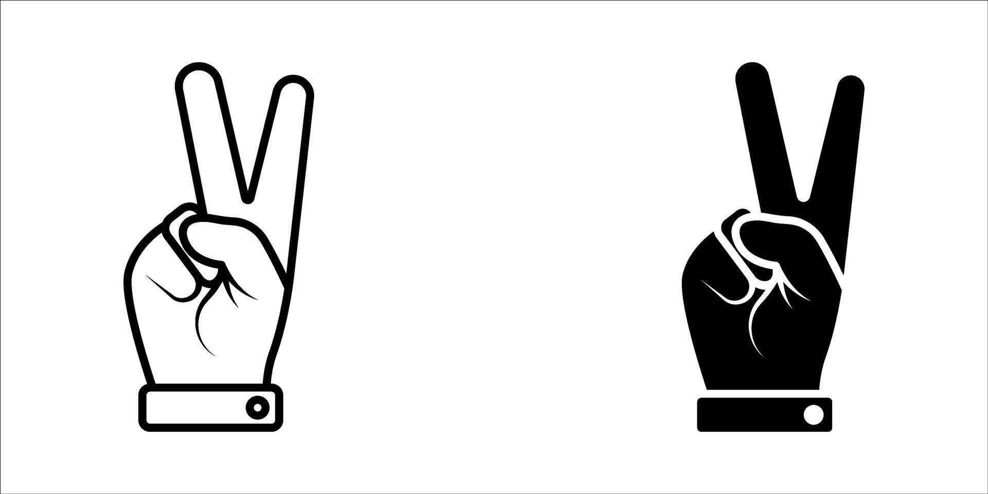Hand gesture victory symbol on a white background. vector