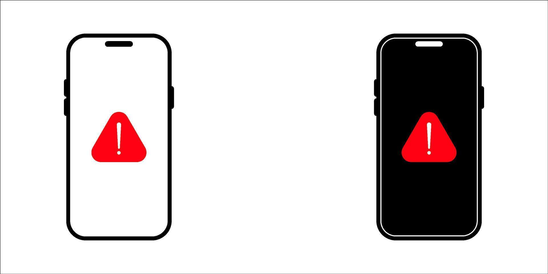Set cell phone error icon and glyph design on a white background vector