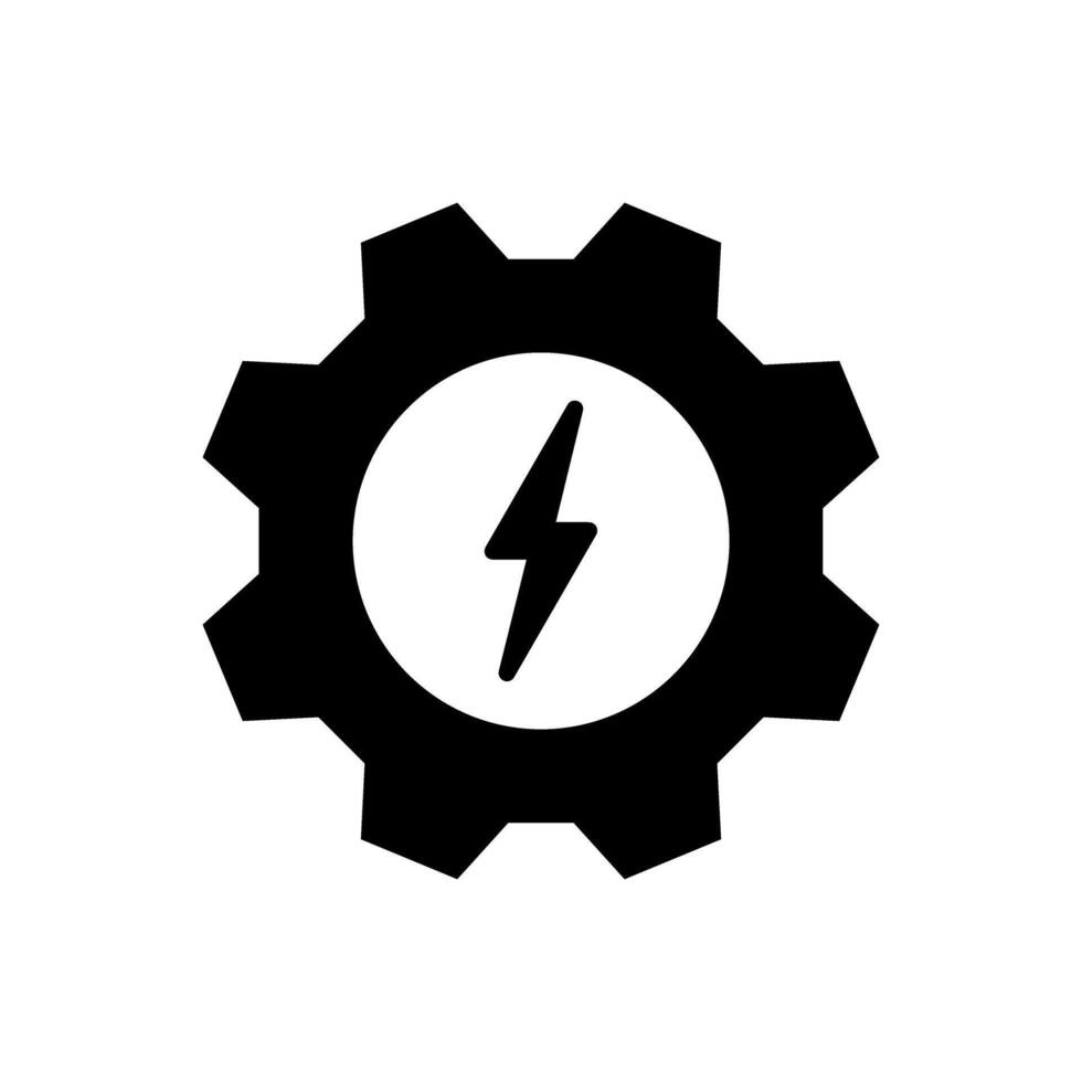 illustration of energy gear icon, with lightning, ideal for power, mechanics and technology concepts. Stroke is editable. vector