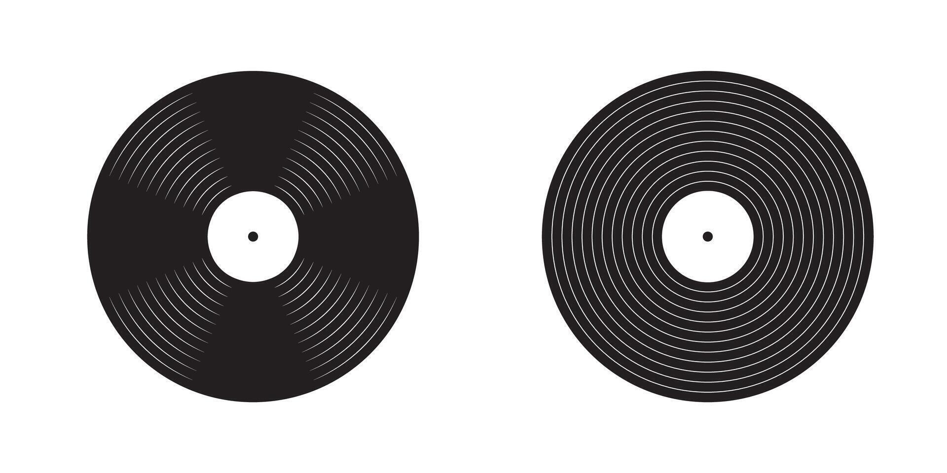 Old school vinyl records DJ turntable set Vintage LP music discs for disco or techno party Nostalgia 70s 80s 90s theme art isolated vector