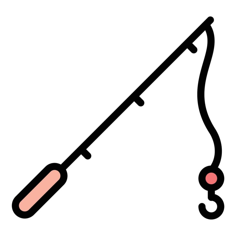 Rod icon flat line style illustration representing fishing equipment or structural tools, suitable for outdoor, angling, and construction-related projects vector