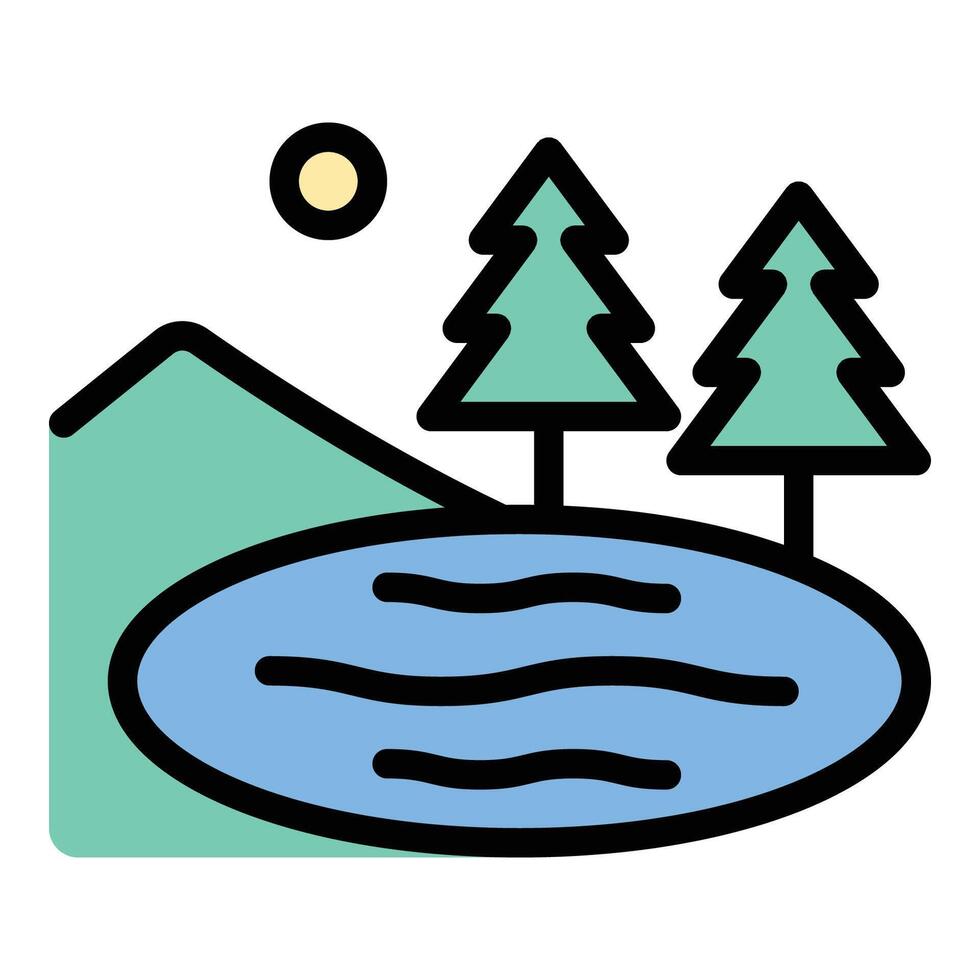 Lake icon flat line style illustration representing natural water bodies and outdoor scenery, suitable for nature, travel, and recreational-related projects vector