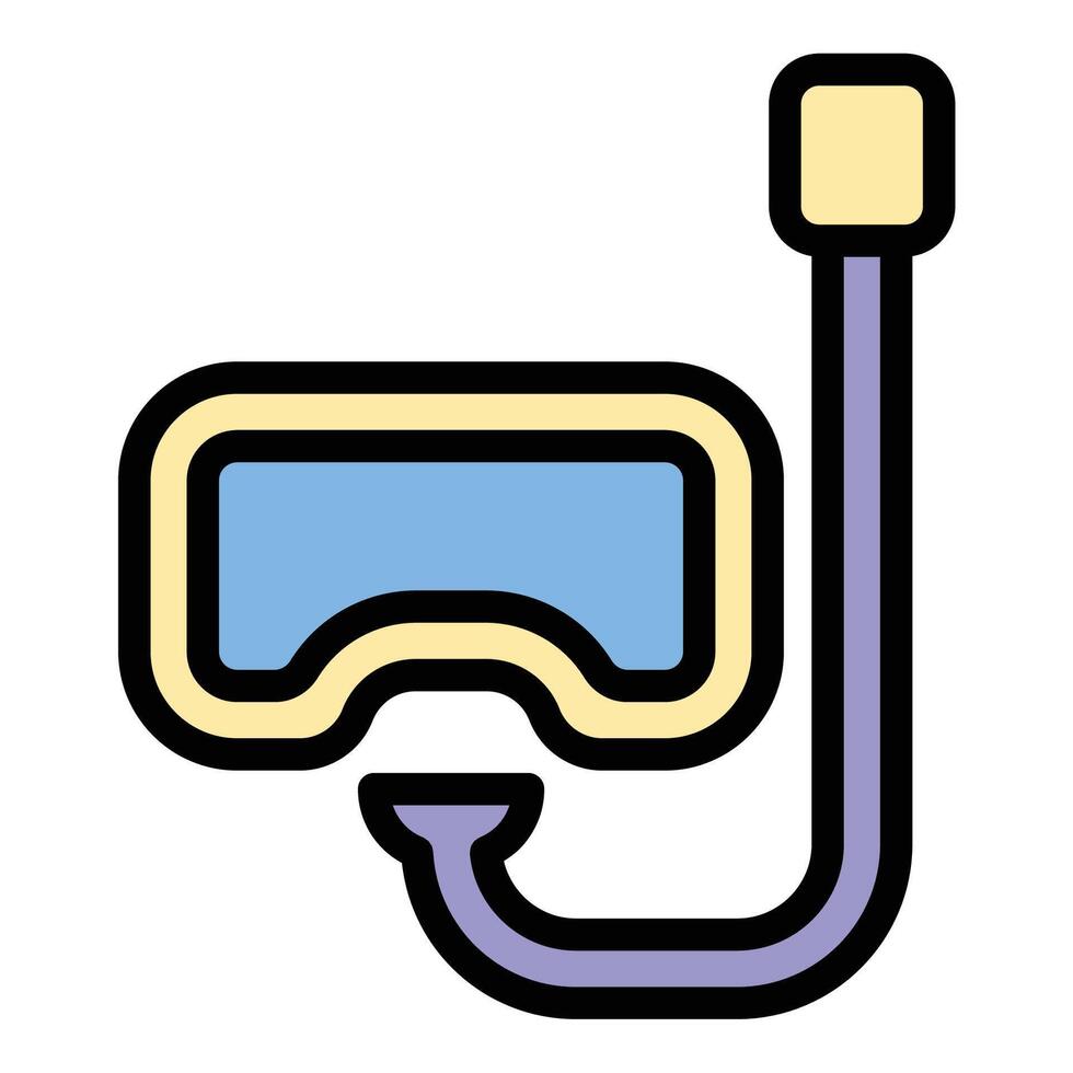 Snorkel icon flat line style illustration representing underwater exploration and recreational diving, suitable for travel, marine, and water sports-related projects vector
