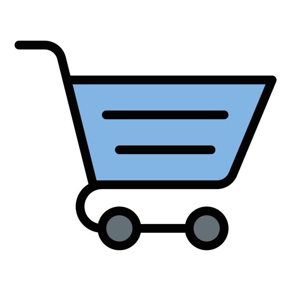 Shopping cart icon flat line style illustration representing online shopping and retail purchases, suitable for e-commerce, retail, and marketing projects vector