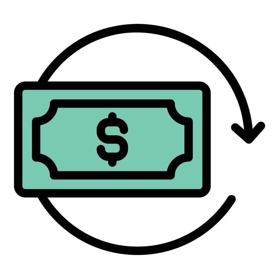 Refund icon flat line style illustration representing returns and reimbursements, suitable for retail, e-commerce, and customer service projects vector