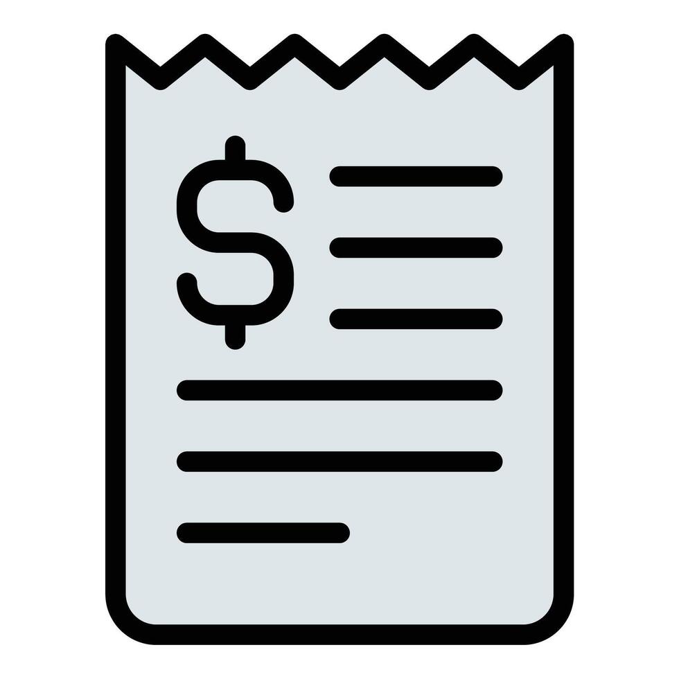 Receipt icon flat line style illustration representing proof of purchase and transaction records, suitable for retail, finance, and accounting-related projects vector