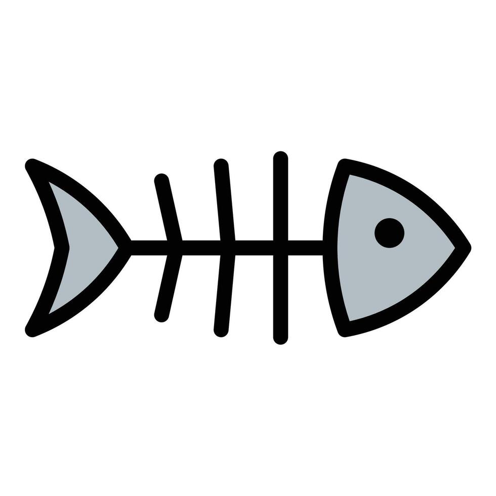 Fish bones icon flat line style illustration representing food waste and decomposition, suitable for recycling, environmental, and sanitation-related projects vector