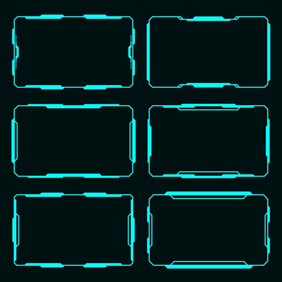 Frame futuristic technology set hi tech element. HUD focus sci-fi square shape design. vector
