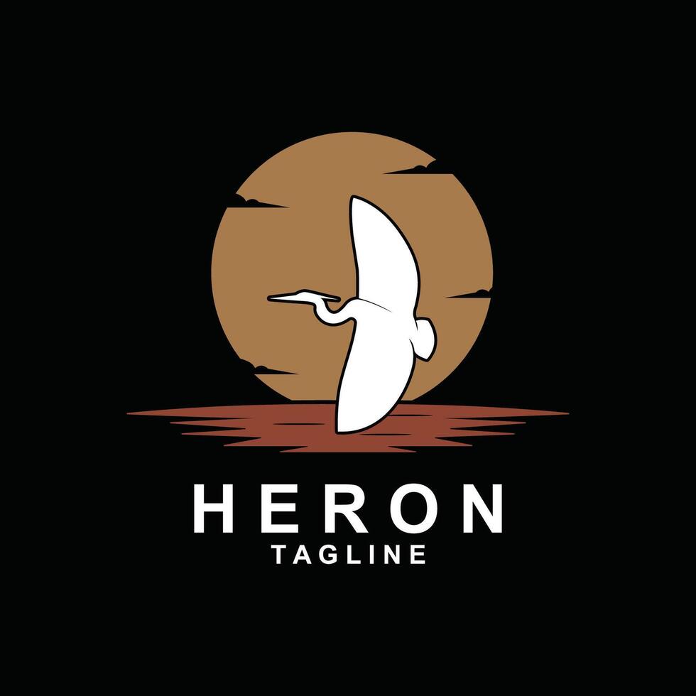 silhouette of Heron bird logo illustration design vector