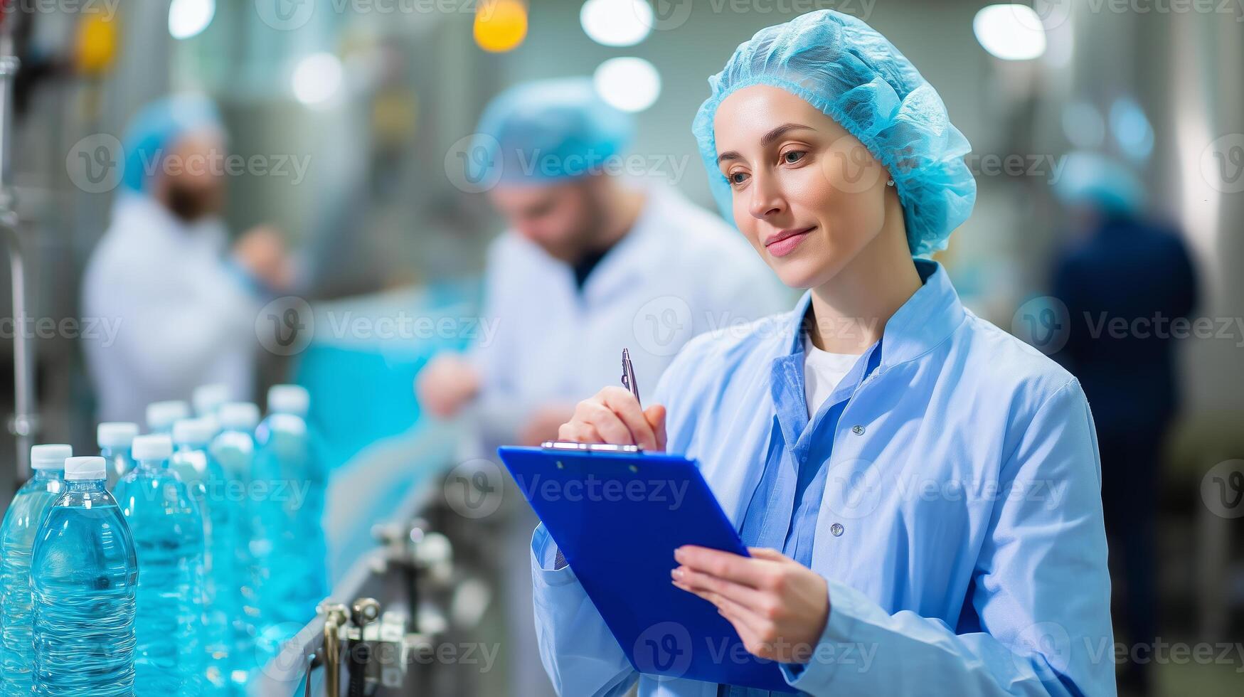 Quality control inspection in a beverage production facility during the day photo
