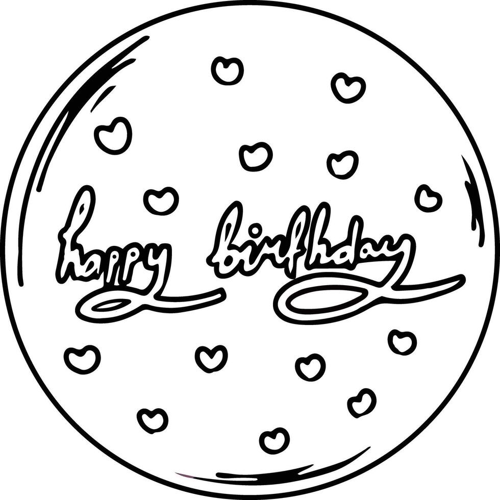 Happy Birthday cookie illustration with heart decorations vector