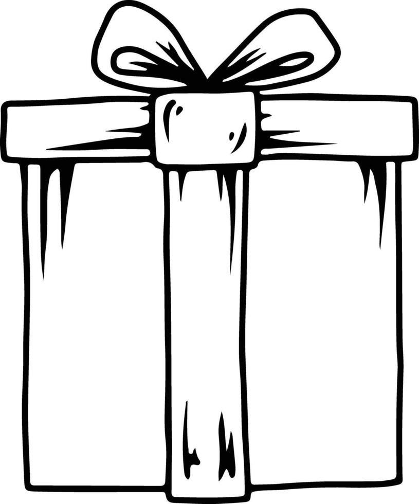 Doodle style birthday gift box with ribbon vector