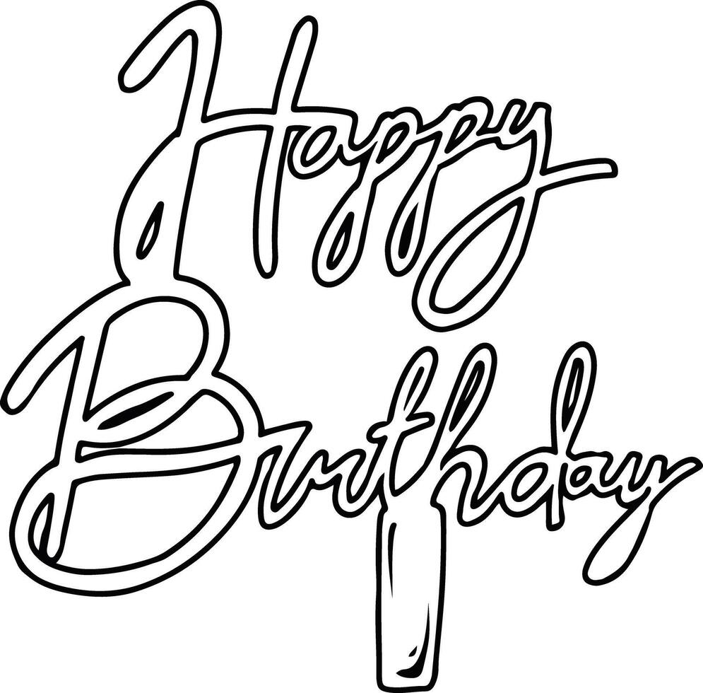 Happy Birthday Script Outline vector
