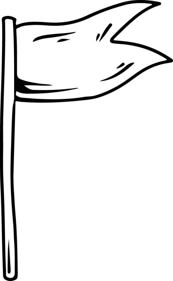 Waving Flag on Pole Outline vector