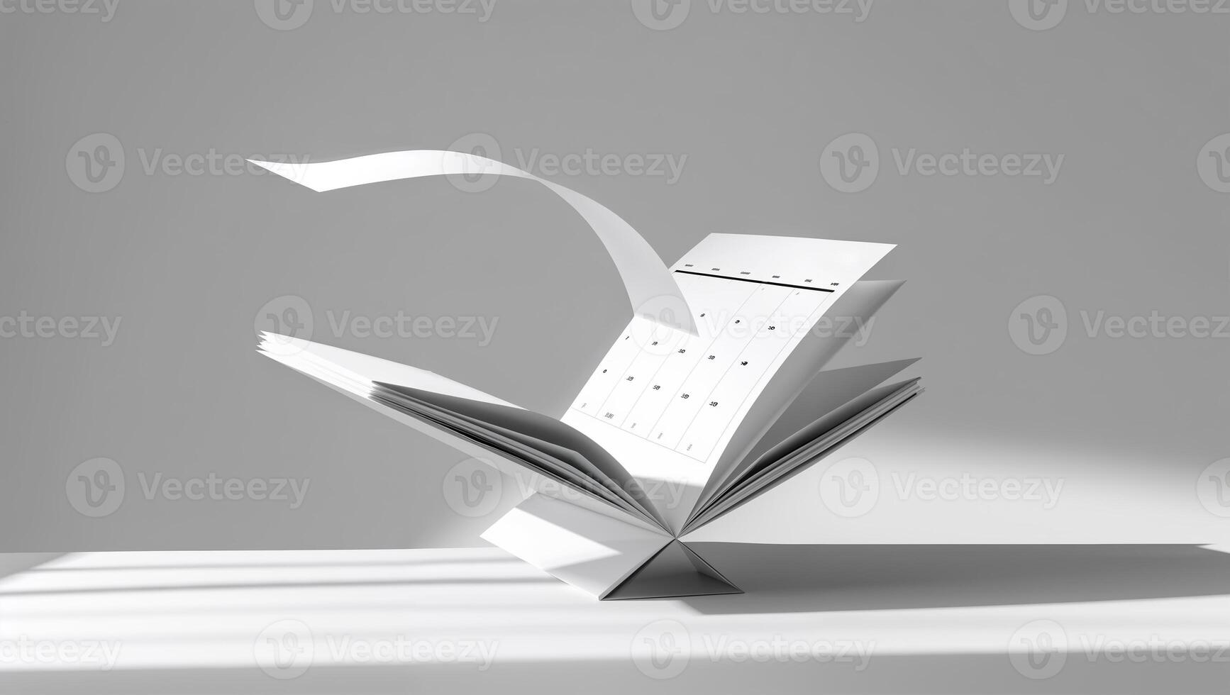 Creative calendar design featuring floating pages displaying days and dates in a minimalist style photo