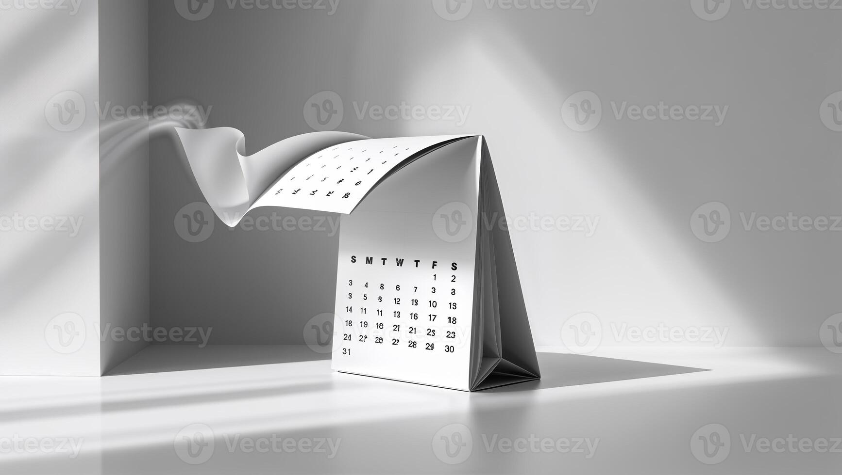 Creative design of a modern calendar displaying the days of the week on a minimalistic white background photo