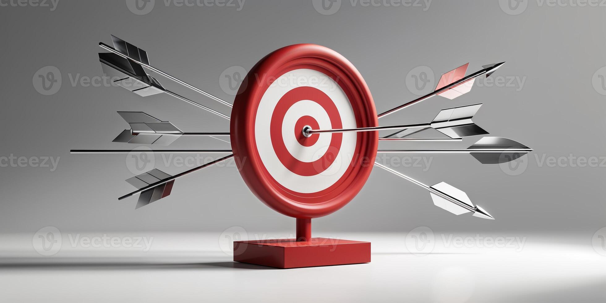 Target with arrows hitting the center, illustrating precision and focus in an indoor setting photo