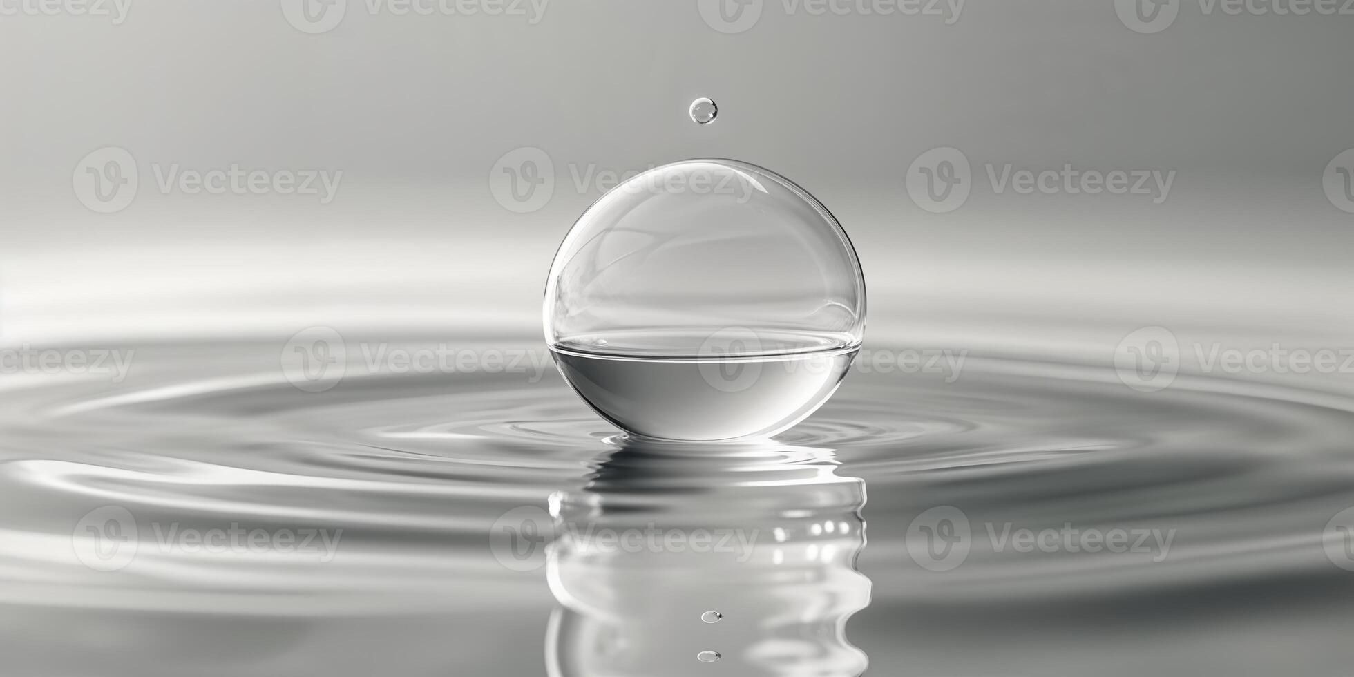 Water droplet creates ripples on a calm surface in a grayscale setting during tranquil moments of stillness photo