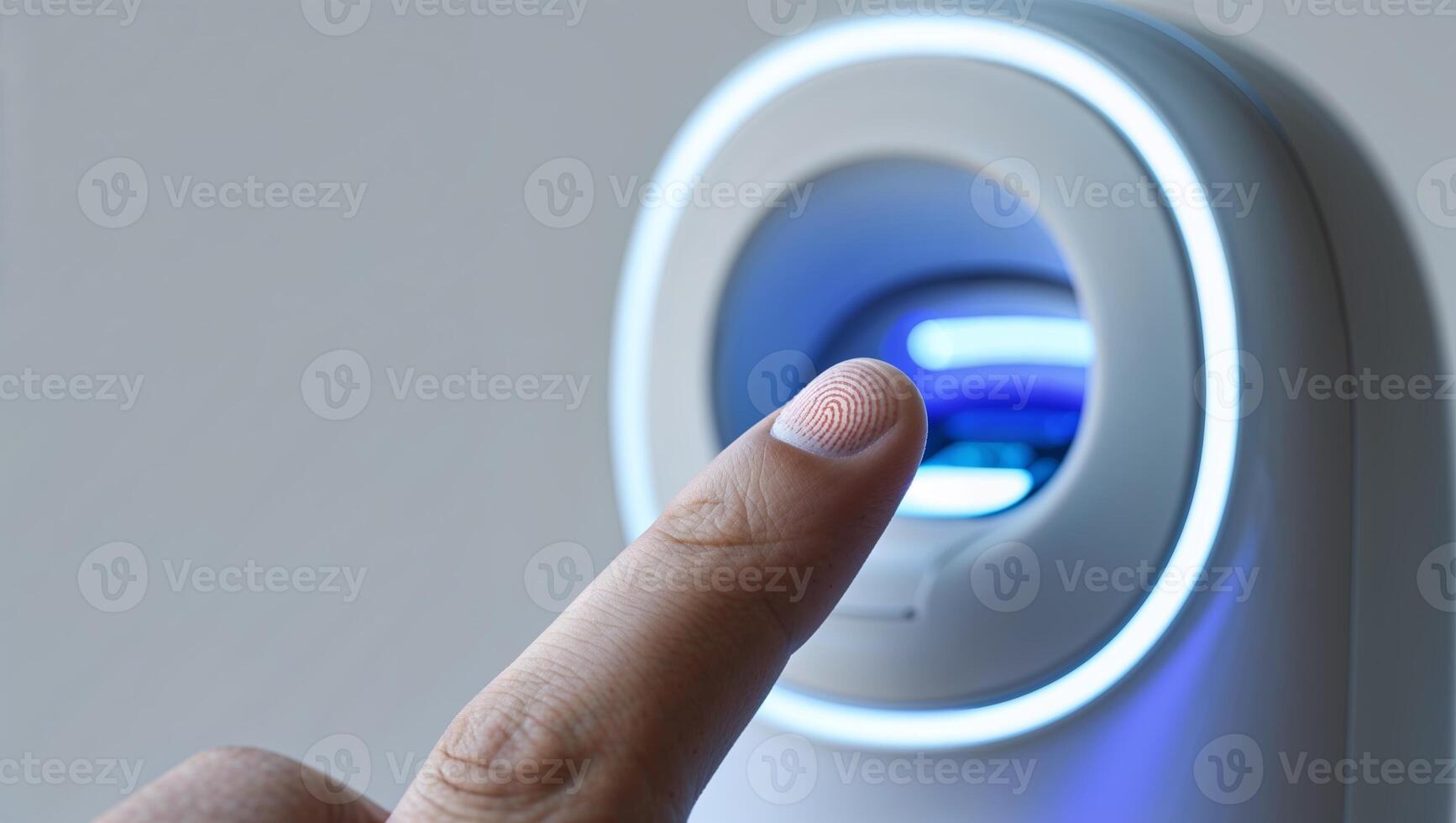 High-tech fingerprint scanner being used for secure access in modern environment photo