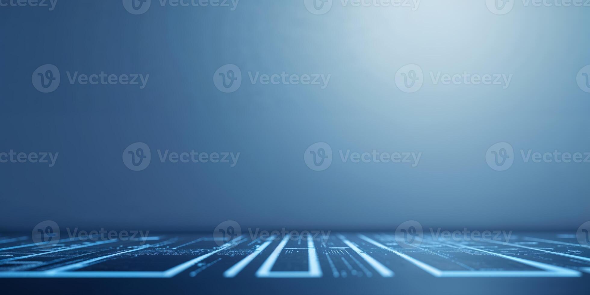 Digital background with blue circuit lines on a futuristic floor, perfect for technology themes and virtual environments photo