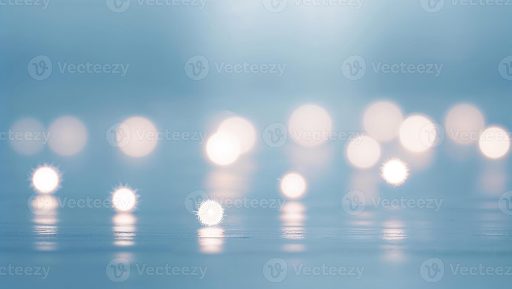 Soft bokeh lights create a tranquil atmosphere in an indoor setting during evening hours photo