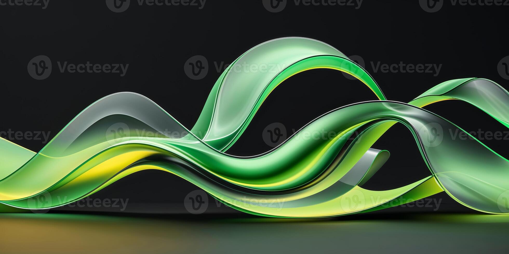 Dynamic green and yellow abstract waves design inspiring energy and movement in a modern art context photo