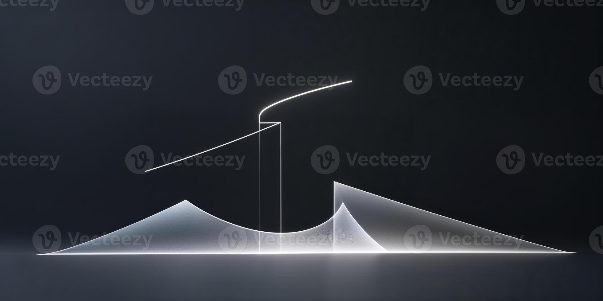 Abstract light installation creates geometric shapes against a dark backdrop in an artistic display photo