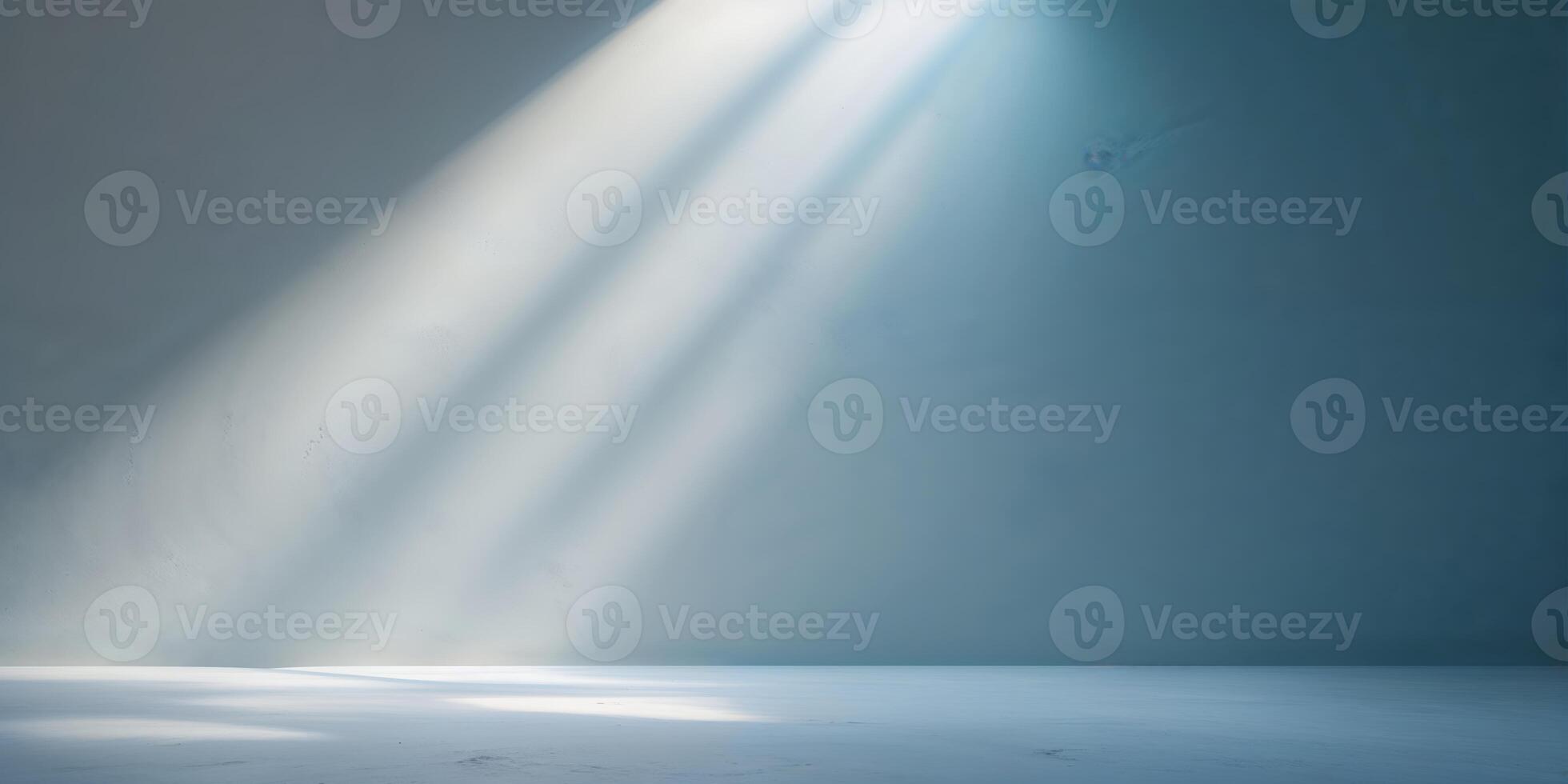 Soft beams of light illuminate a serene empty space enhancing the tranquil atmosphere during early morning hours photo