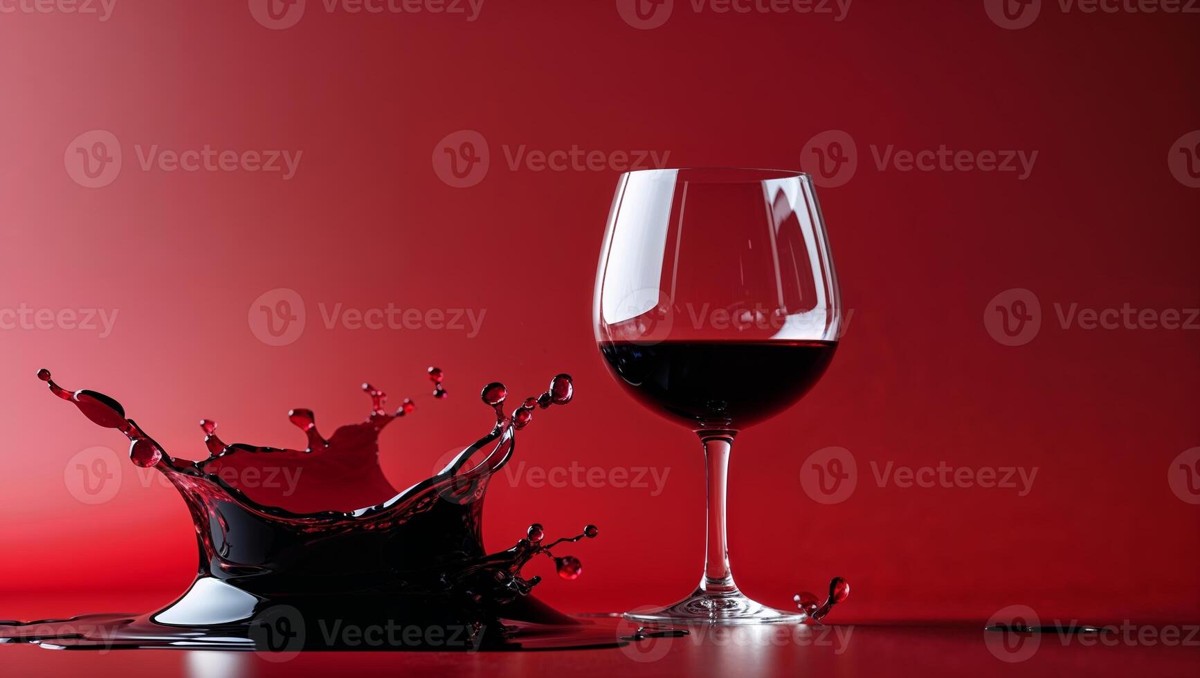 Red wine glass splashes on a vibrant backdrop during an elegant dining experience in a cozy setting photo