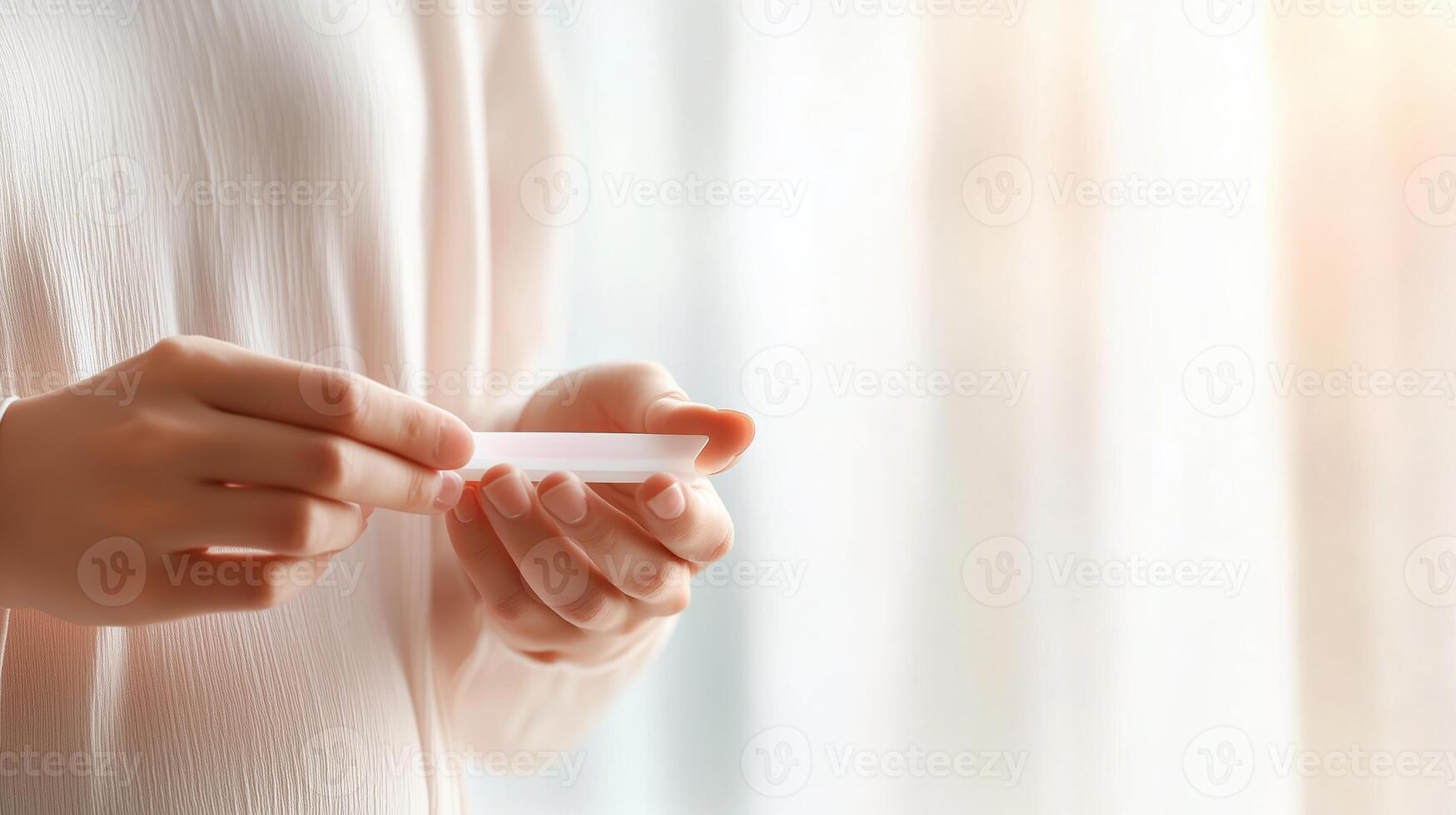 Hands hold a smooth quartz crystal in a serene indoor setting during daylight hours photo