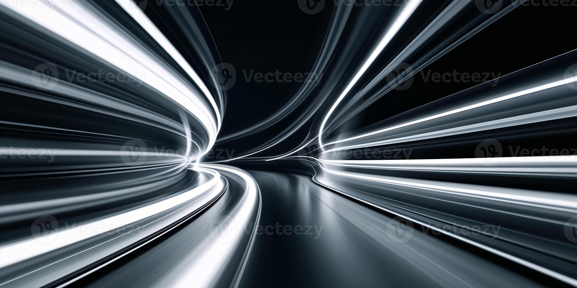 Motion blur of lights creating dynamic patterns on a dark highway during nighttime travel photo