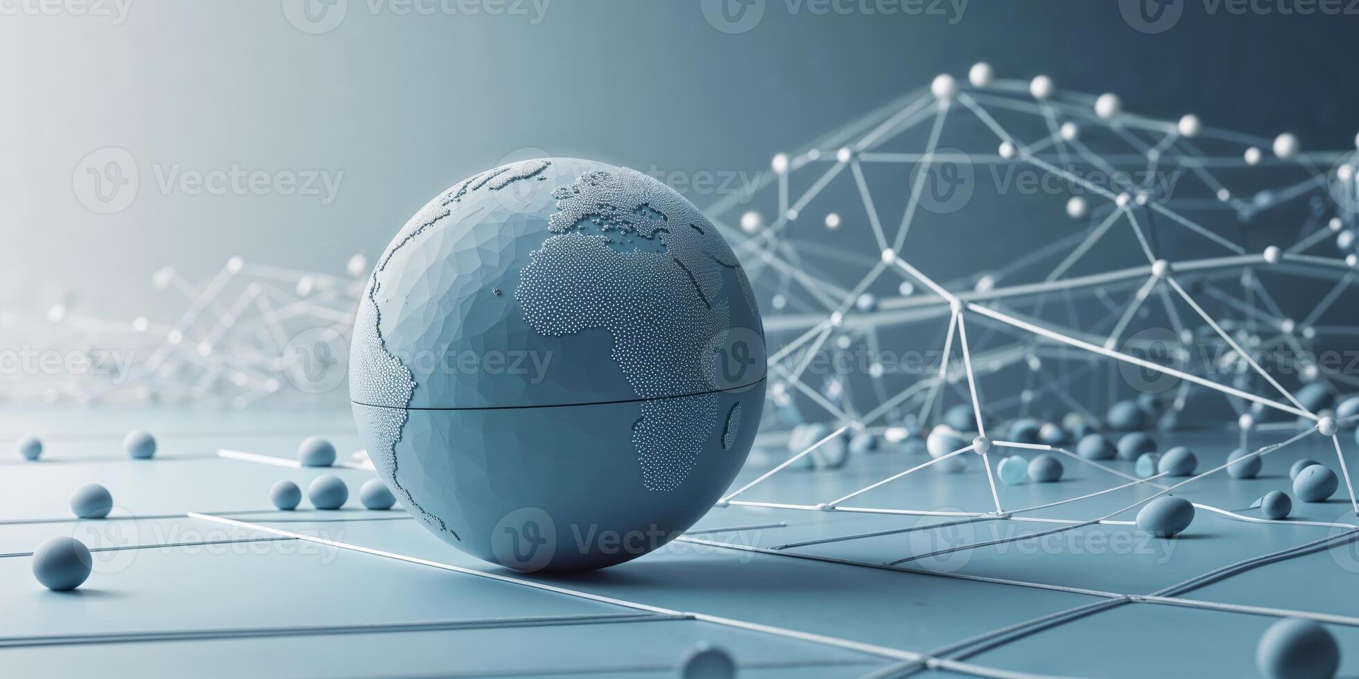 3D abstract globe depicting global connectivity against a minimalist digital background photo