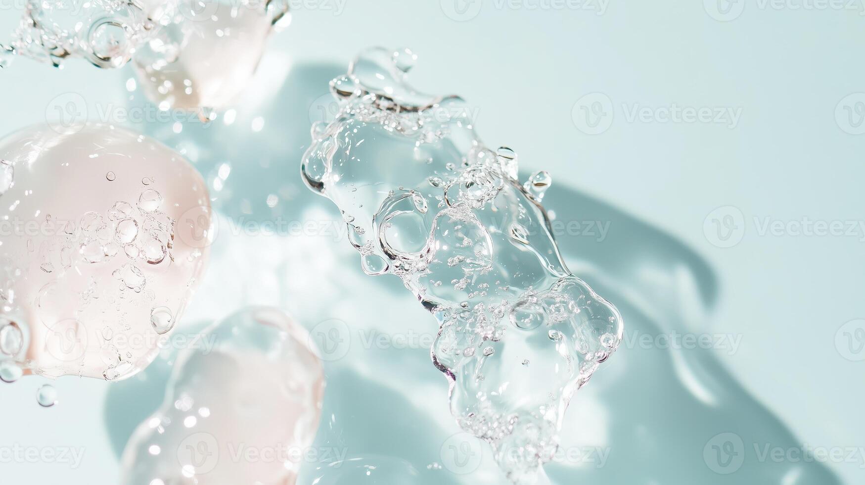 Bubbles rising in clear water with soft reflections captured in a serene composition showcasing fluid motion and natural beauty photo