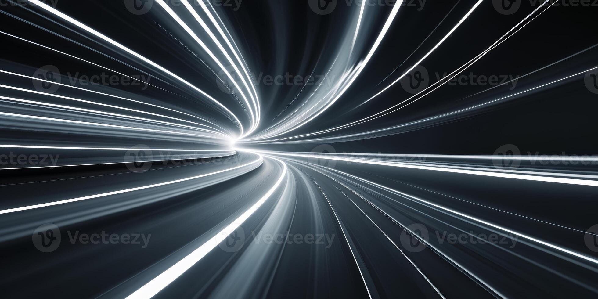 Dynamic light trails create a sense of speed and movement in a dark space photo