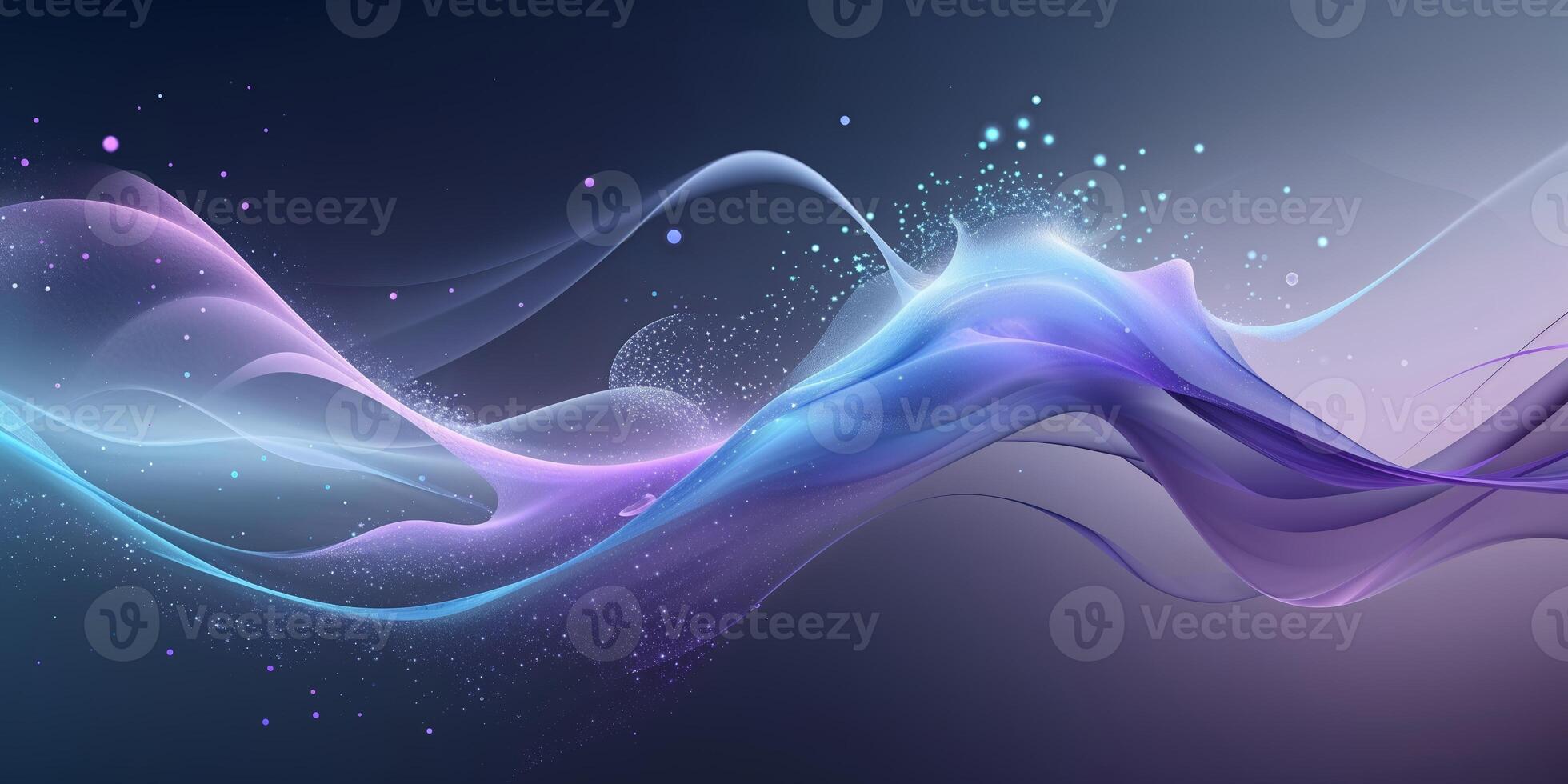 Colorful abstract waves flow gracefully across a dark background creating a serene atmosphere photo