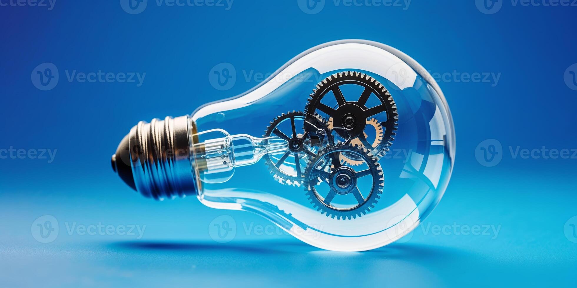 Unique light bulb design with visible gears showcasing creativity and innovation in modern technology photo