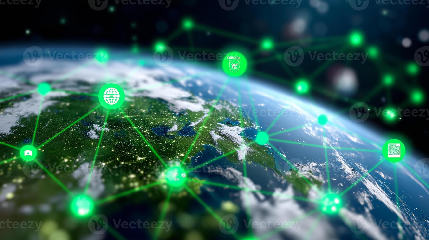 Global network connections highlighting technology and communication advancements in modern society photo