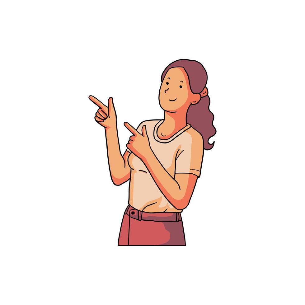 the woman is trying to show something with both hands vector